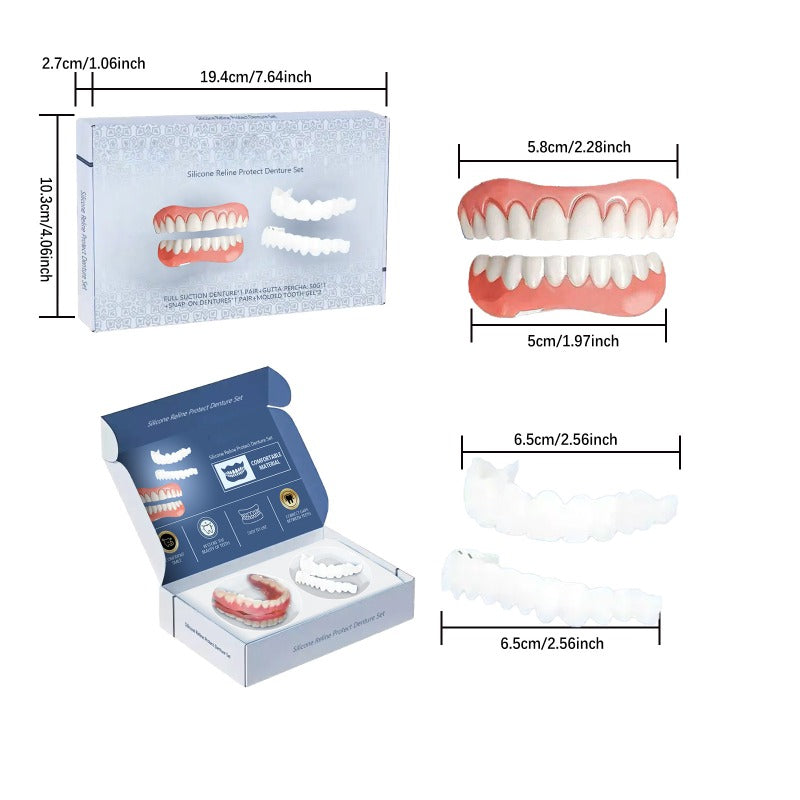 Denture set size and dimensions